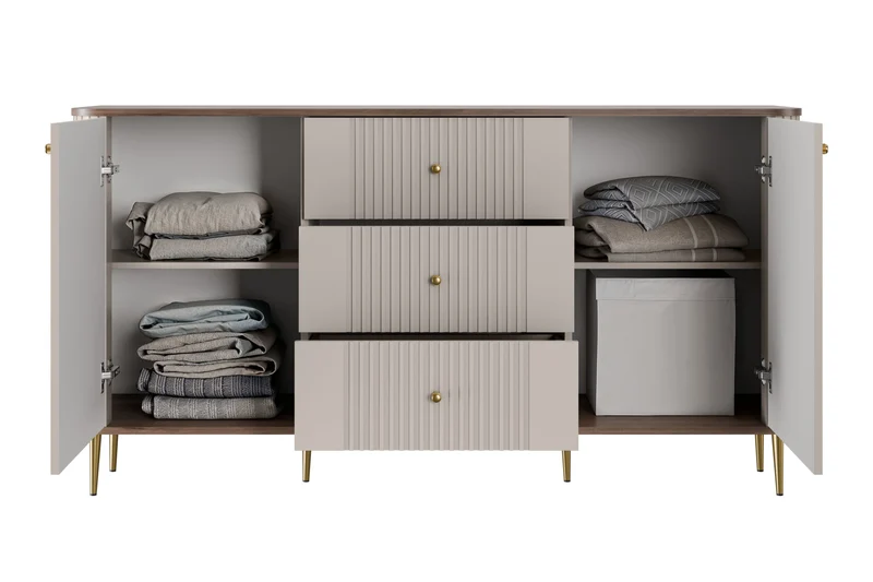 Madia 2 ante 3 cassetti con piede in metallo Liberty 160x85 cm