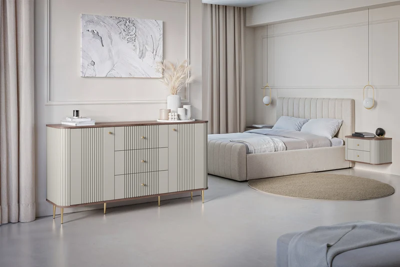Madia 2 ante 3 cassetti con piede in metallo Liberty 160x85 cm