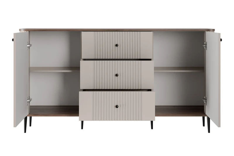 Madia 2 ante 3 cassetti con piede in metallo Liberty 160x85 cm