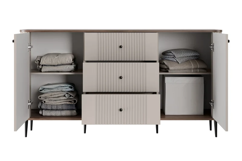 Madia 2 ante 3 cassetti con piede in metallo Liberty 160x85 cm