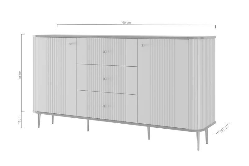 Madia 2 ante 3 cassetti con piede in metallo Liberty 160x85 cm