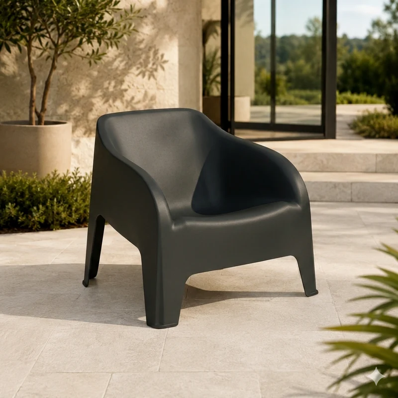 Poltrona da giardino impilabile con foro deflusso antracite – Petra
