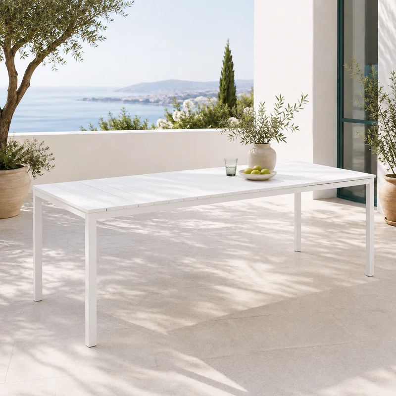 Tavolo da giardino allungabile in alluminio bianco 210/280 cm – Rio Alu