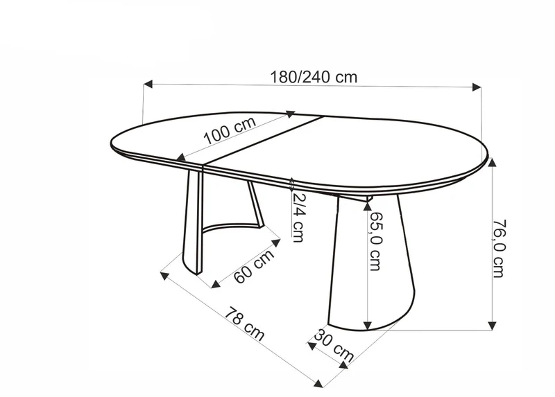 Tavolo allungabile per 6/8 persone marmo Nimbus 180/240x100 cm