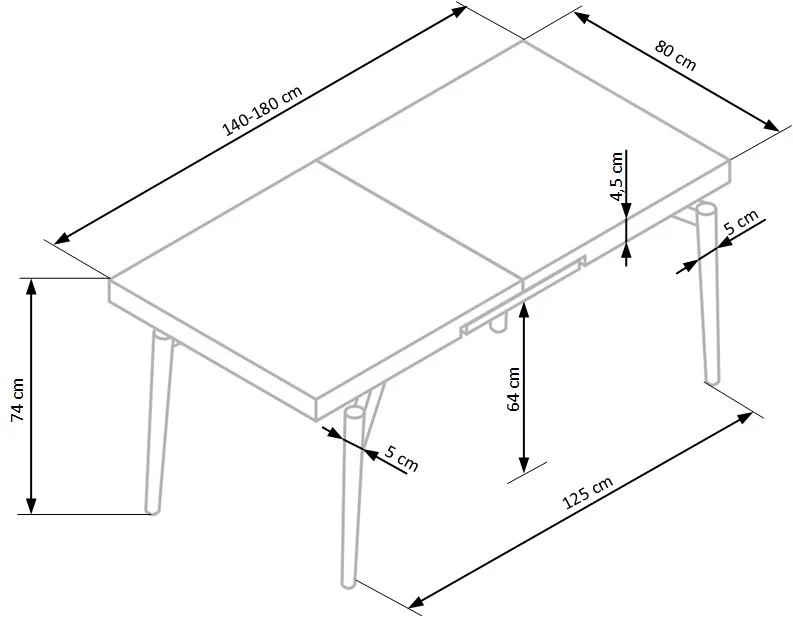 Tavolo allungabile per 6/8 persone rovere Faito 140/180x80 cm