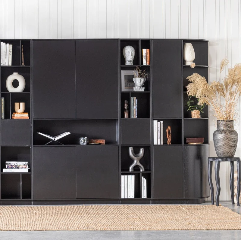 Credenza 2 ante in legno di pino nero Finca 210x78 cm