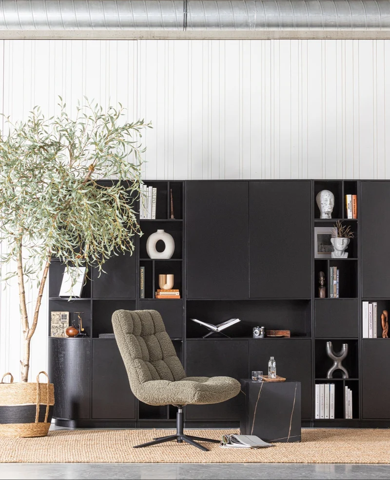 Credenza 2 ante in legno di pino nero Finca 210x78 cm