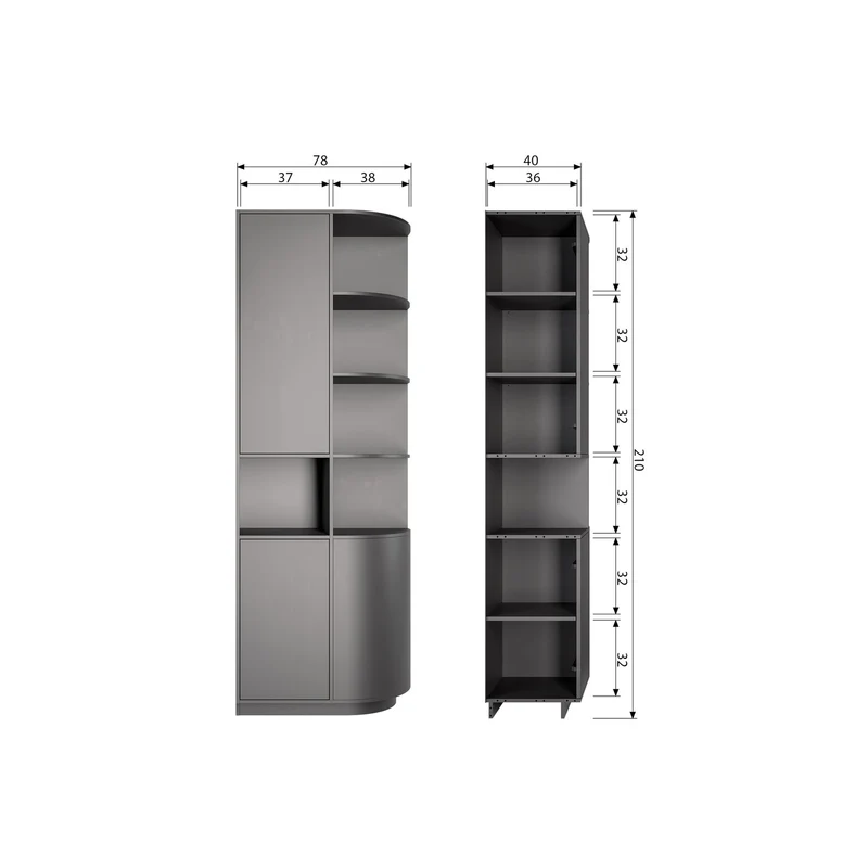 Credenza 2 ante in legno di pino nero Finca 210x78 cm