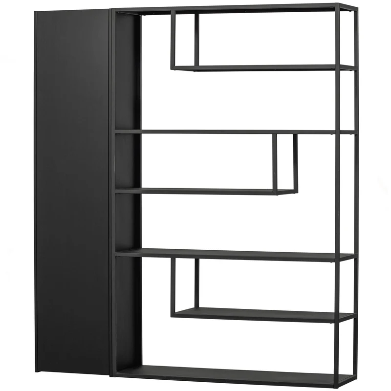 Credenza 1 anta in legno di pino nero opaco Teun 188x44 cm