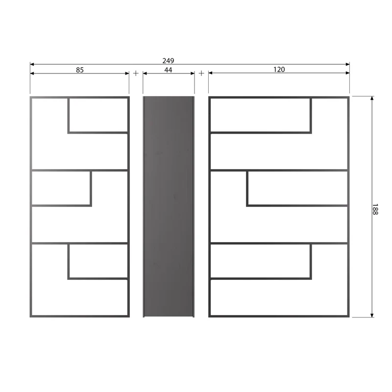 Credenza 1 anta in legno di pino nero opaco Teun 188x44 cm