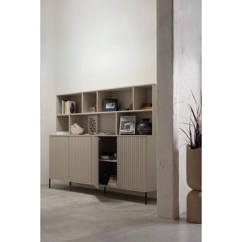 Credenza a giorno in legno di quercia New Gravure 65x200 cm