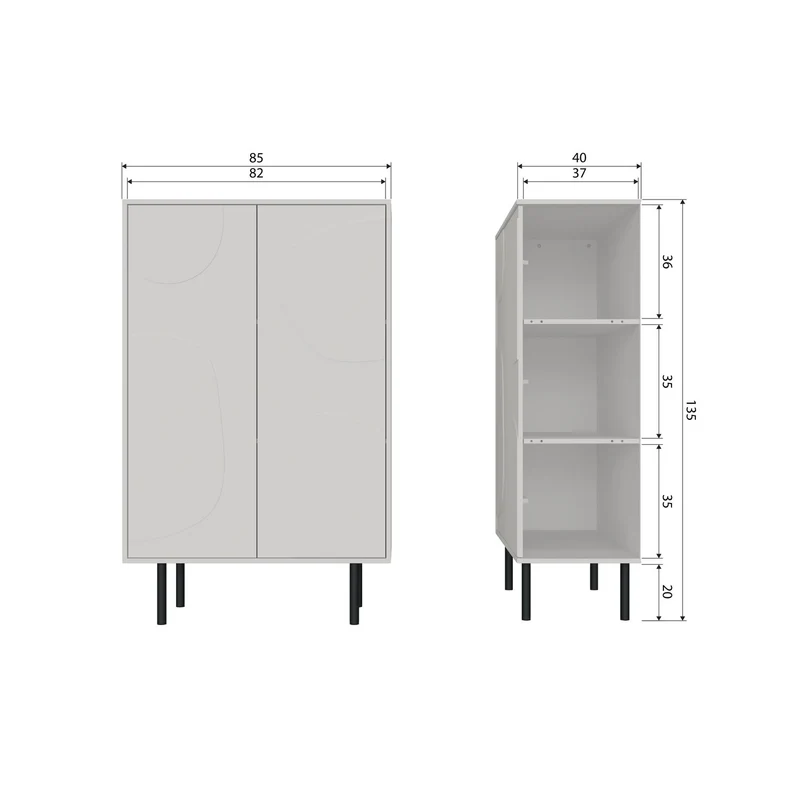 Credenza 2 ante in legno di pino Cadiz 135x85 cm
