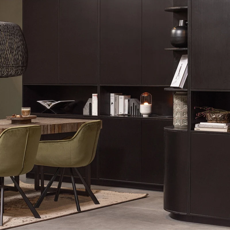 Credenza 4 ante in legno di pino nero Finca