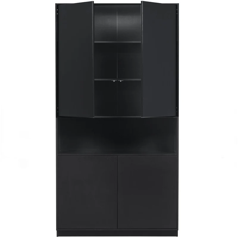 Credenza 4 ante in legno di pino nero Finca