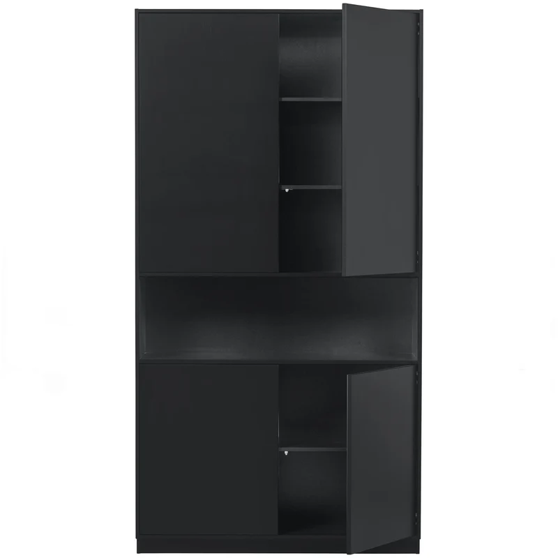 Credenza 4 ante in legno di pino nero Finca