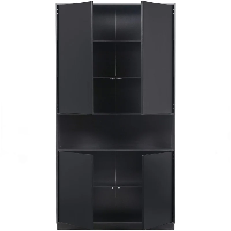 Credenza 4 ante in legno di pino nero Finca