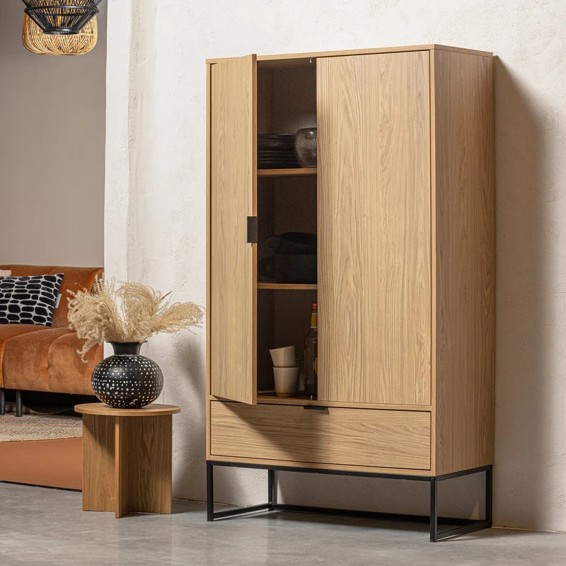 Credenza 2 ante 1 cassetto in legno di frassino Silas 149x85 cm