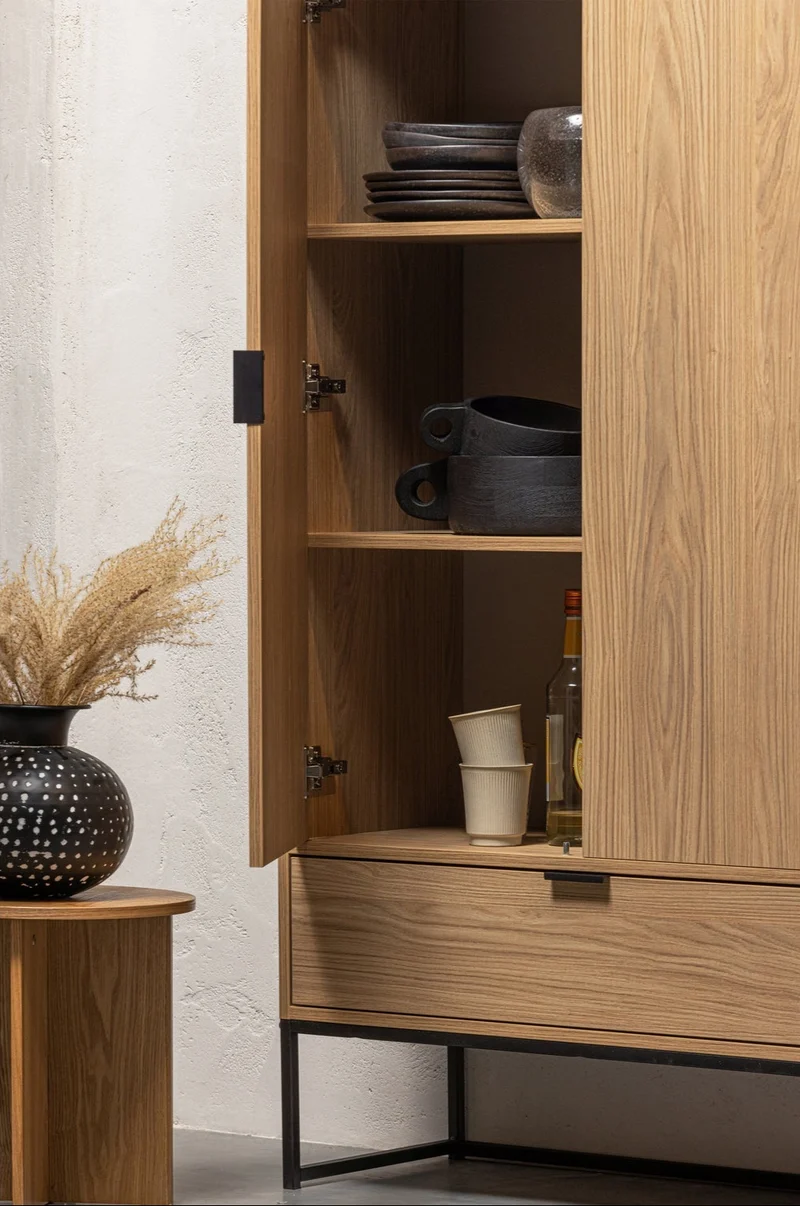 Credenza 2 ante 1 cassetto in legno di frassino Silas 149x85 cm