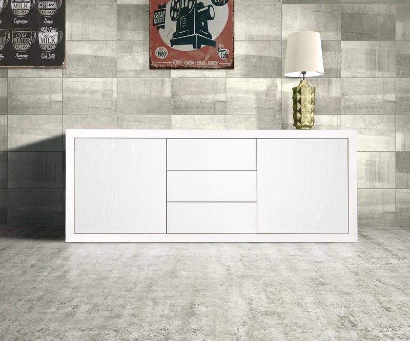 Eden - Madia in laminato con due ante a battenti e tre cassetti