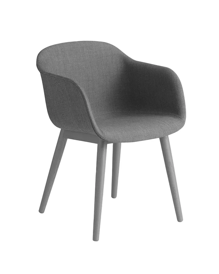 Fiber Armchair Upholstery - Wood Base