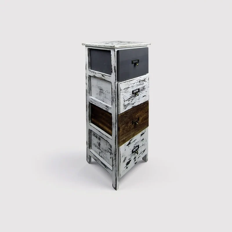 Delonix - Piccola cassettiera in tinta anticata con 4 cassetti