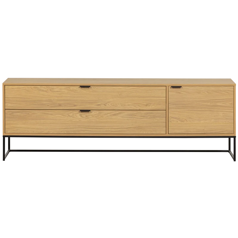 Mobile TV 1 anta 2 cassetti in legno di pino Silas 60x180 cm