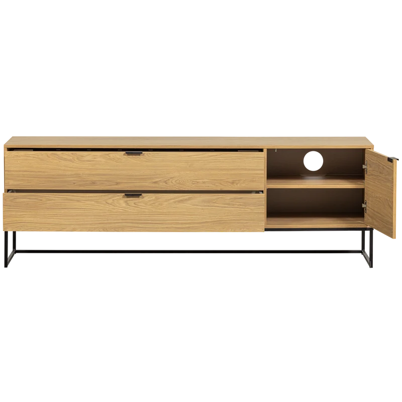 Mobile TV 1 anta 2 cassetti in legno di pino Silas 60x180 cm