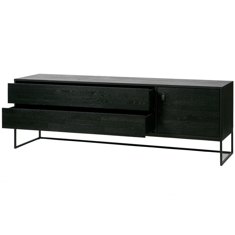 Mobile TV 1 anta 2 cassetti in legno di pino Silas 60x180 cm