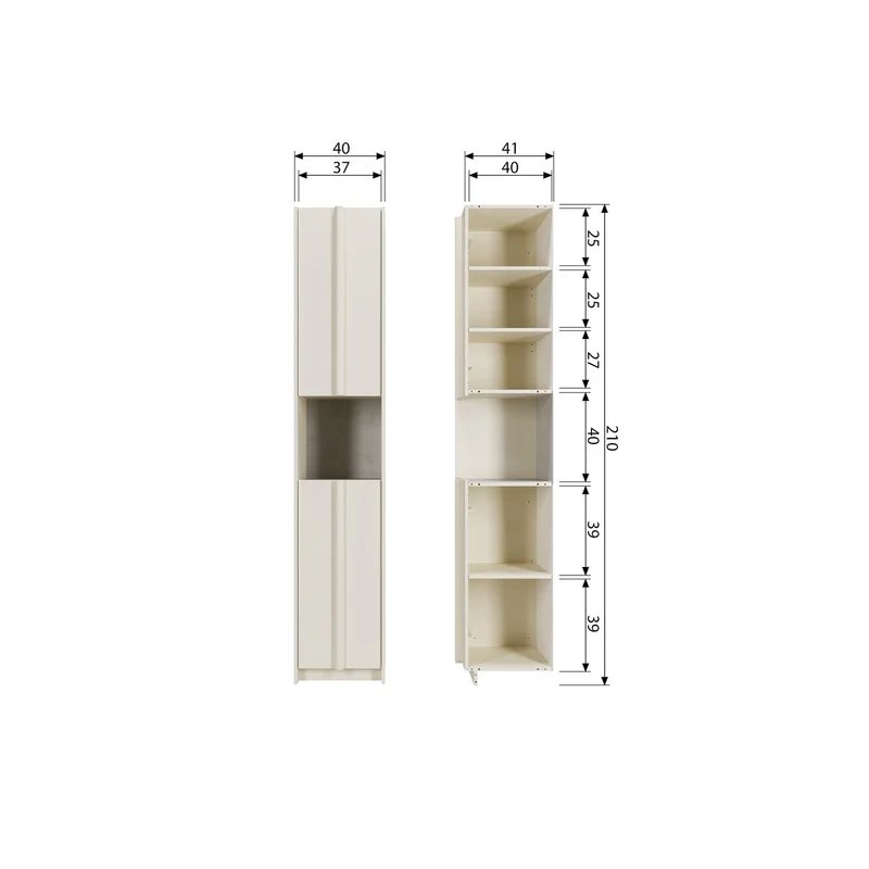 Credenza 2 ante in polvere di pino Basu 210x40 cm