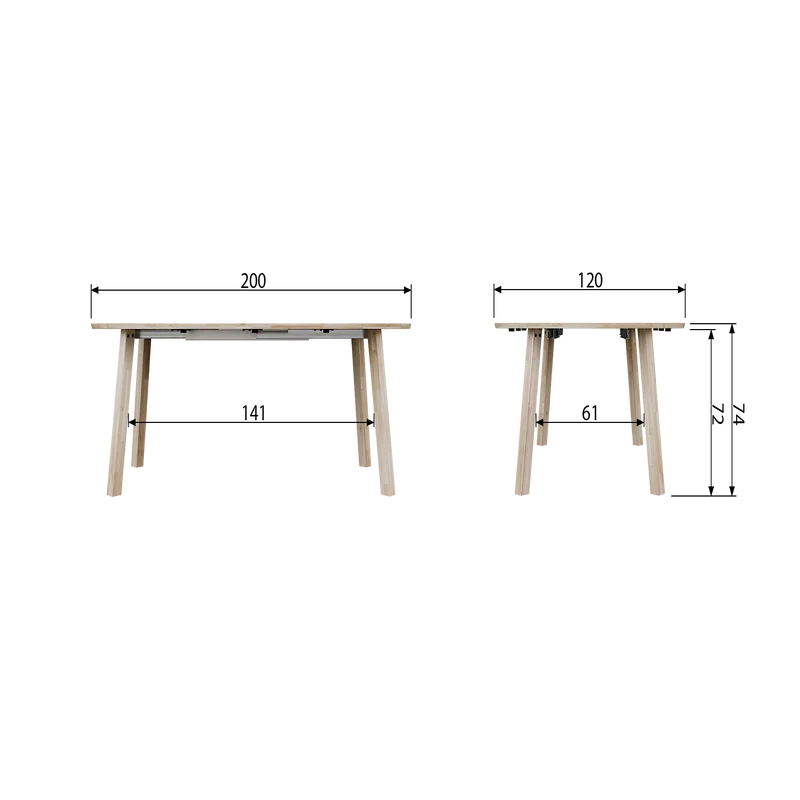 Tavolo da pranzo allungabile in rovere Domus 75x120 cm