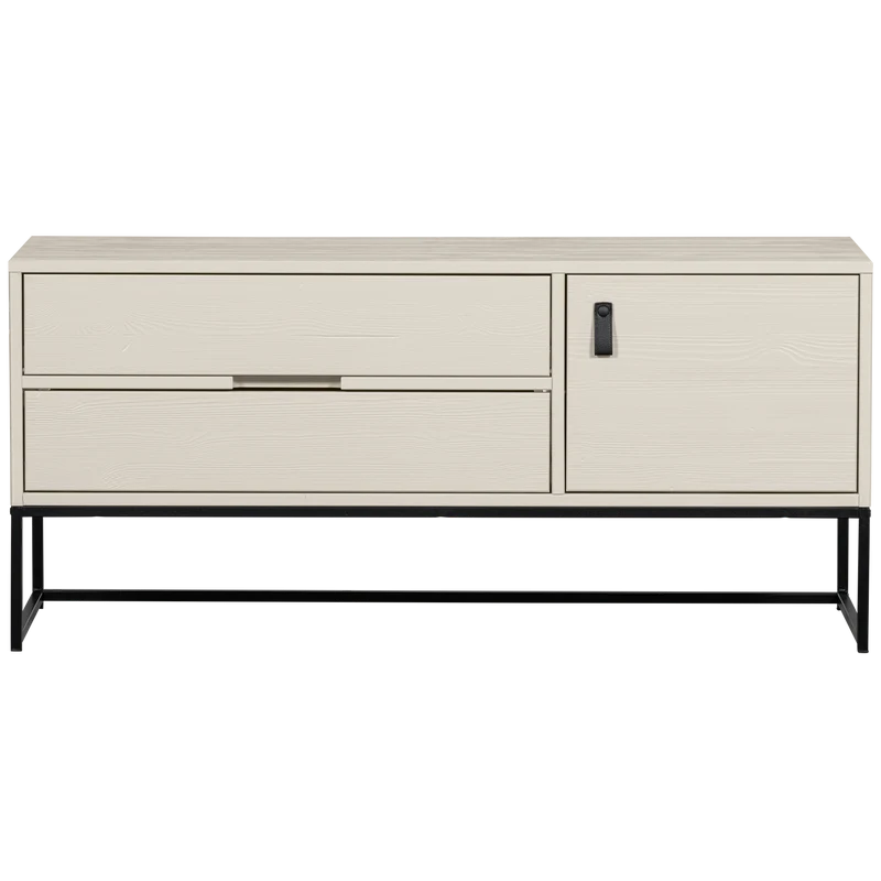 Mobile TV 1 anta 2 cassetti in legno di pino Silas 55x120 cm