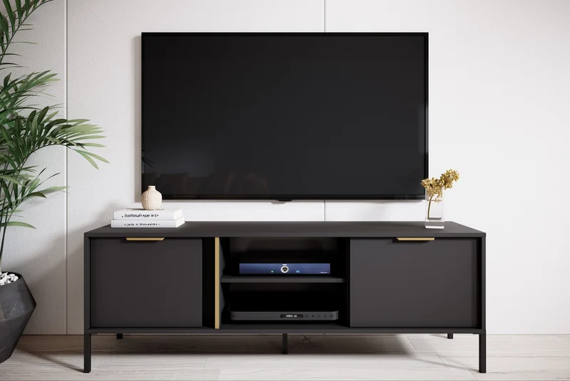Mobile TV con 2 ante e 2 ripiani antracite Venere 153x53 cm