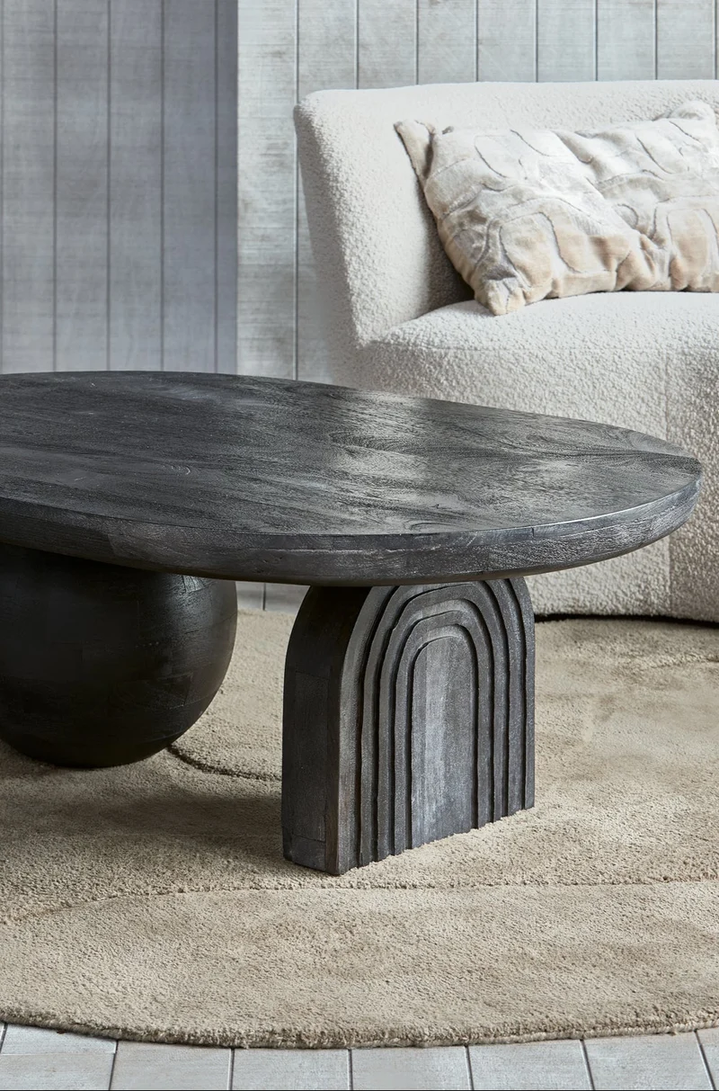 Tavolino in legno di mango nero Steppe 38x110 cm