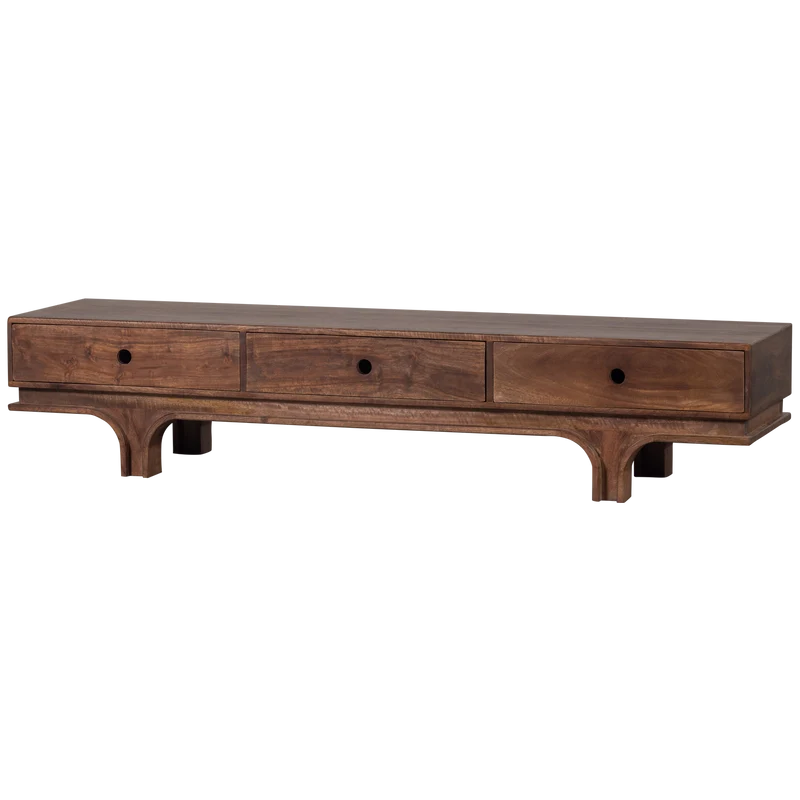 Mobile TV 3 cassetti in legno di mango Staes 37x180 cm