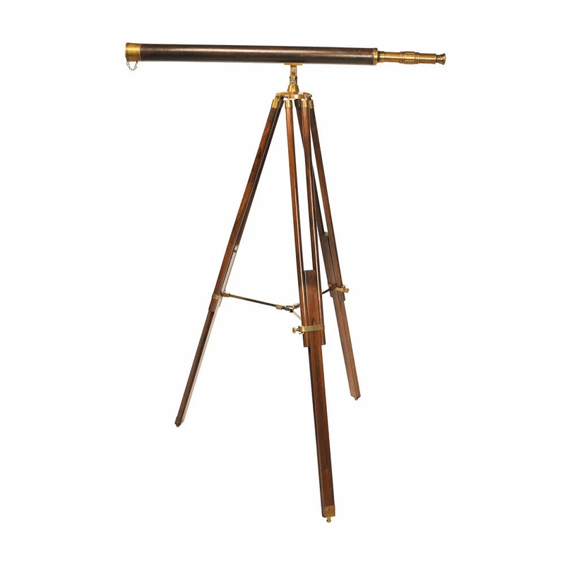 Authentic Models Avalon Telescope, Teleskop, Fernrohr, mit Stativ, Holz / Messing, KA038