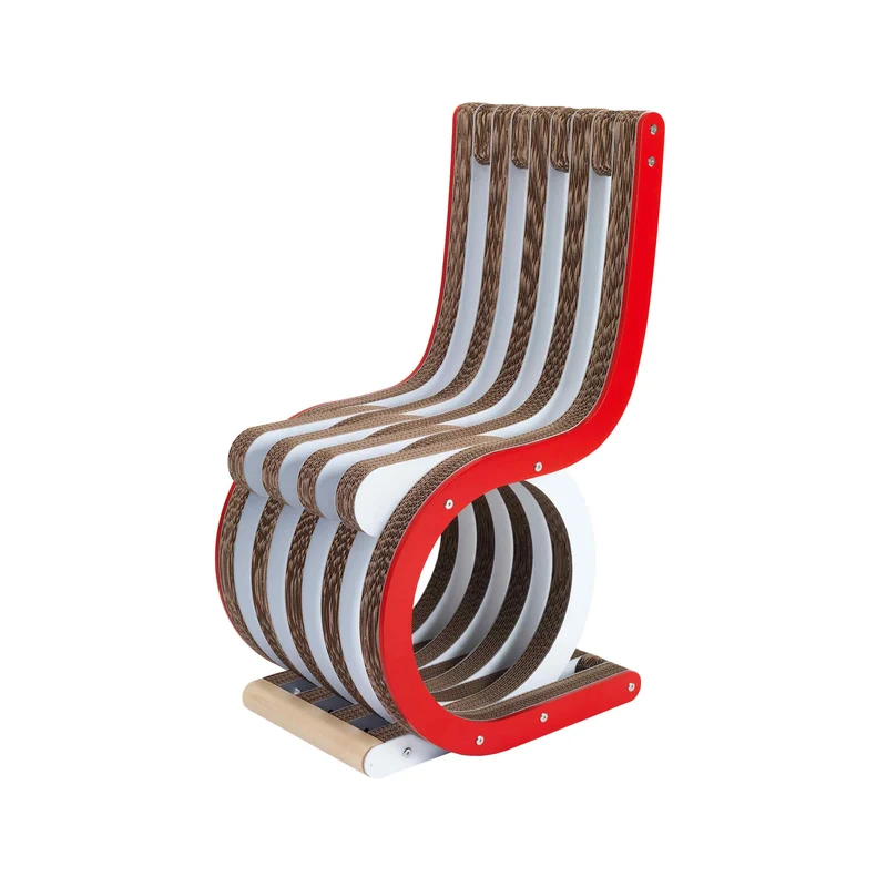 Cardboard Chair TWIST Lacquered Red