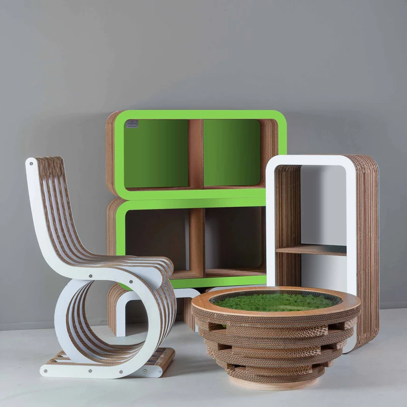 Cardboard and Wood Coffee Table TAPPO CON LICHENI XL