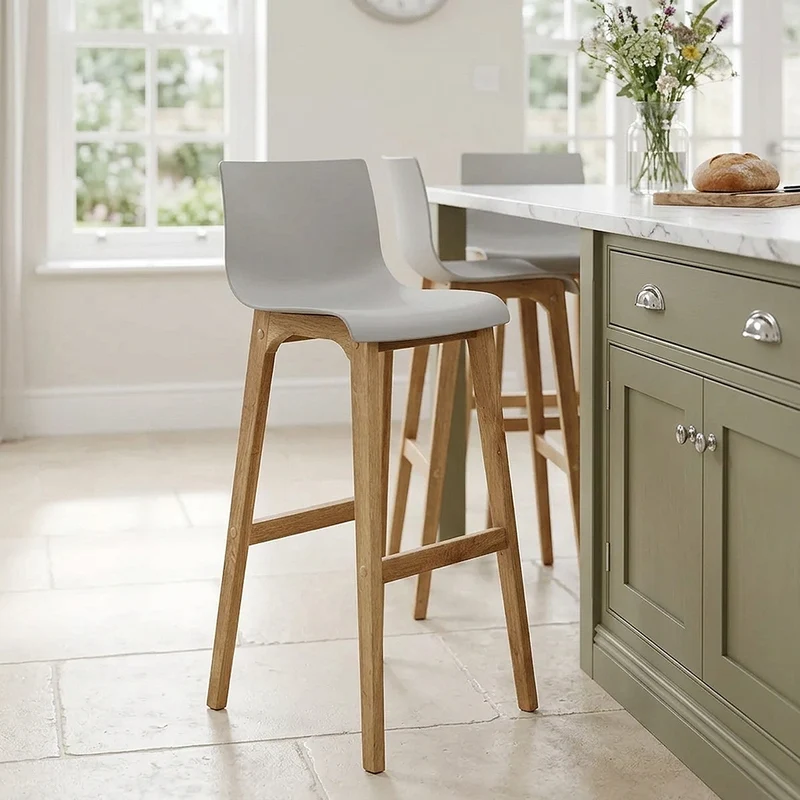 Sgabello Resina Legno - Drift Alto Grigio
