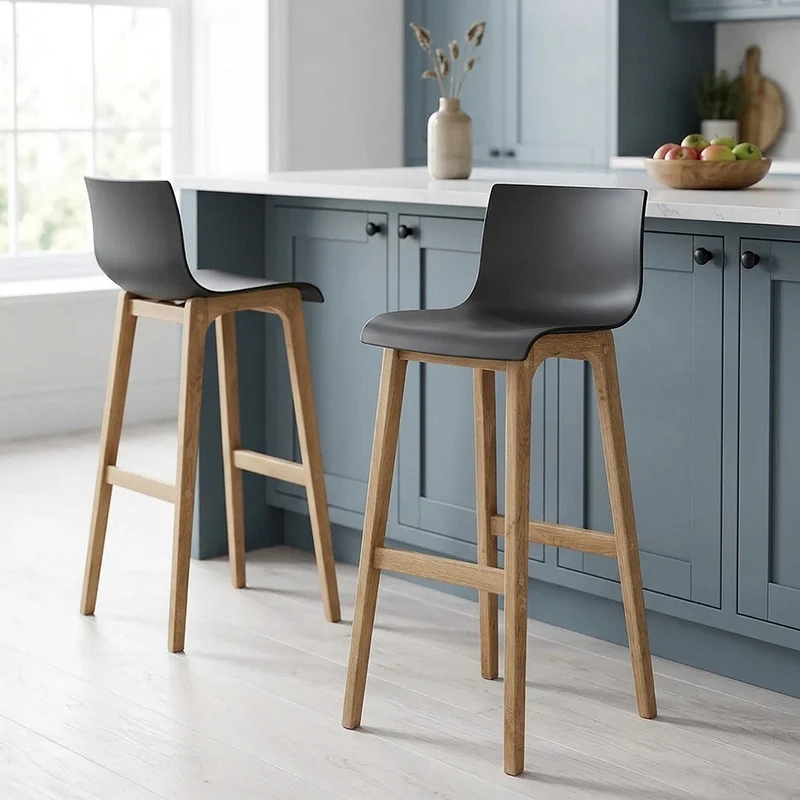 Sgabello Resina Legno - Drift Alto Nero
