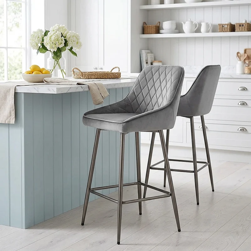Sgabello Velluto - Brisbane Grigio