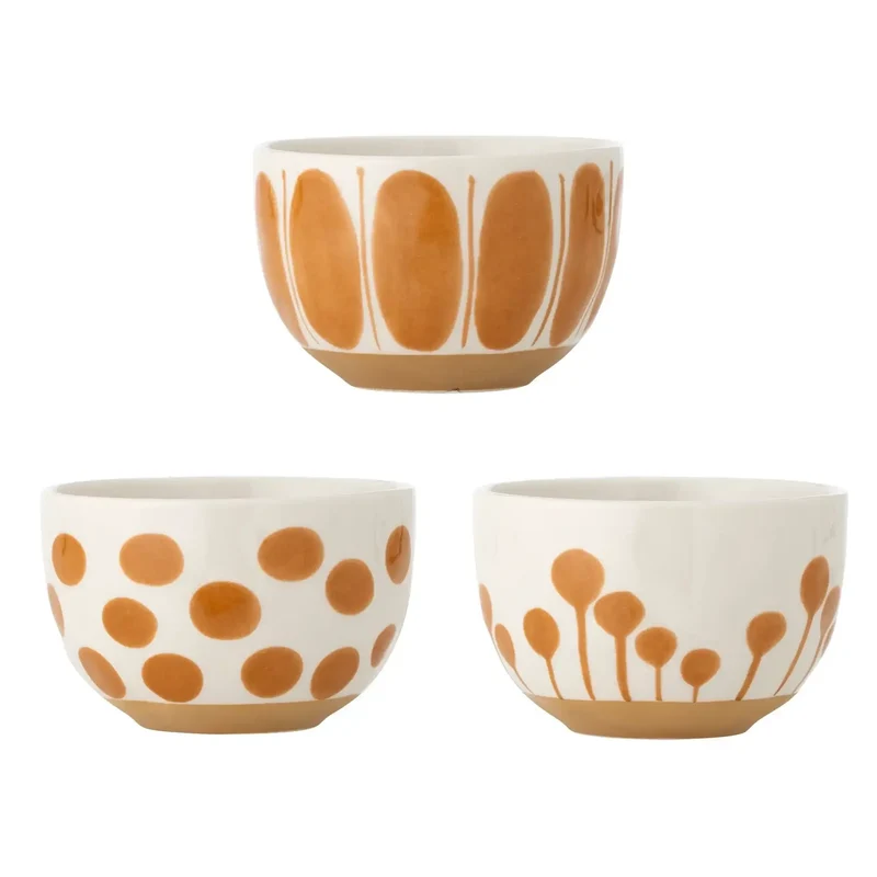 Schalenset aardewerk bruin Linora - set van 3