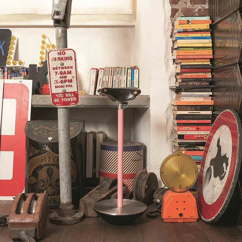 Leather and Steel Stool SELLA by Achille & Pier Giacomo Castiglioni for Zanotta
