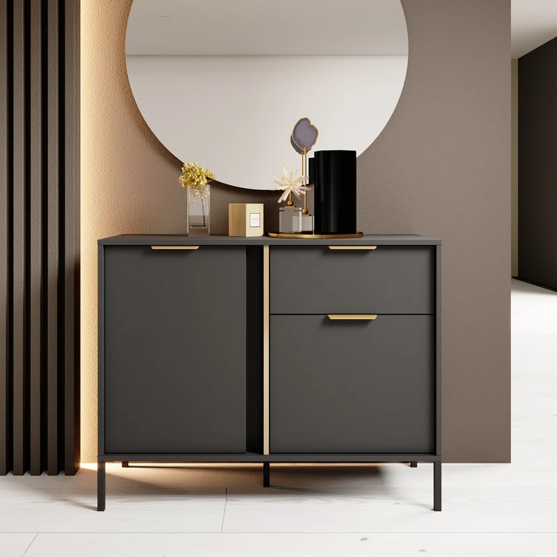 Credenza con 2 ante e 1 cassetto antracite Venere 103x81 cm