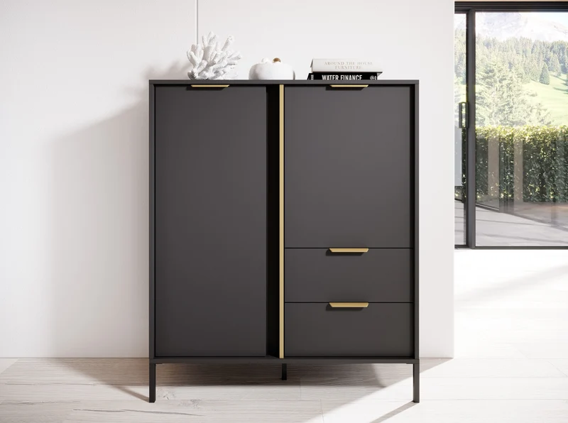 Credenza con 2 ante e 2 cassetti antracite Venere 103x123 cm