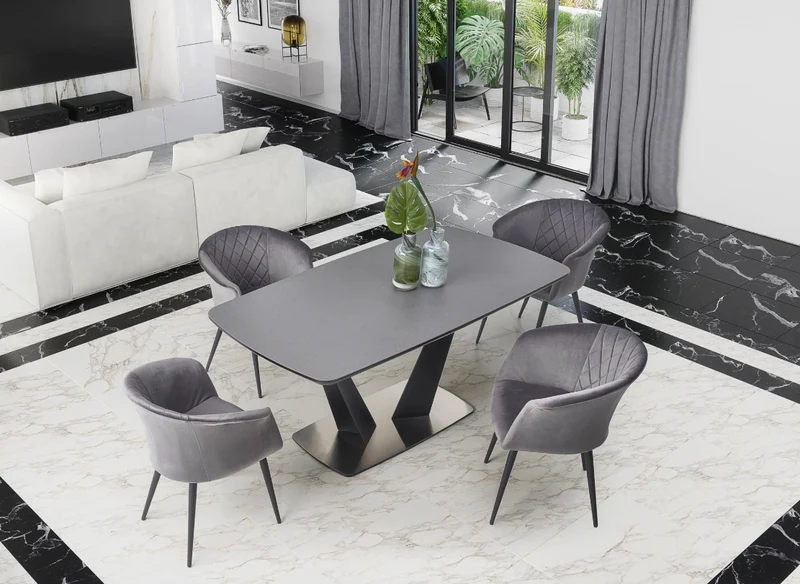 Tavolo allungabile per 6/8 persone grigio Victor 160/220x90 cm