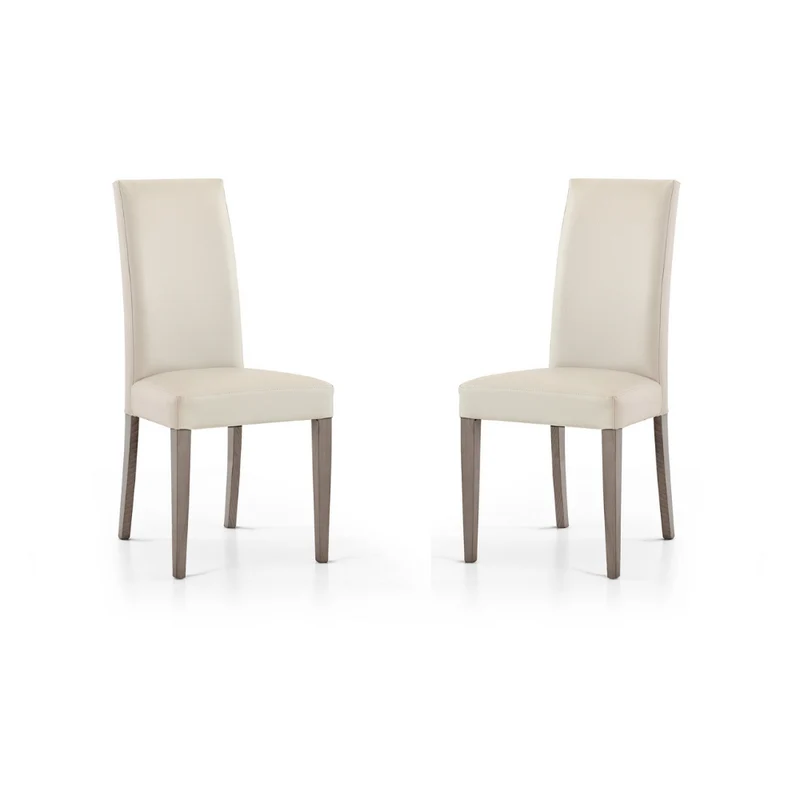 Sibilla (SET 2 SEDIE) - Sedia in ecopelle con gambe in legno