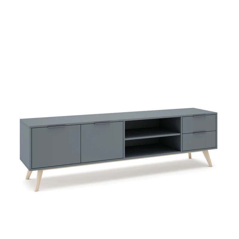 Mobile TV 2 ante e 2 cassetti con ripiani aperti Nordica 180x53 cm