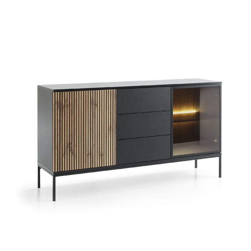 Madia a 2 ante e 3 cassetti con LED integrato Aura 154x83 cm
