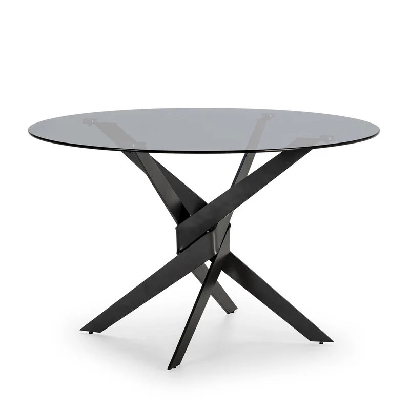 Tavolo tondo in cristallo per 4 persone piede in metallo grigio Jenna 120x76 cm