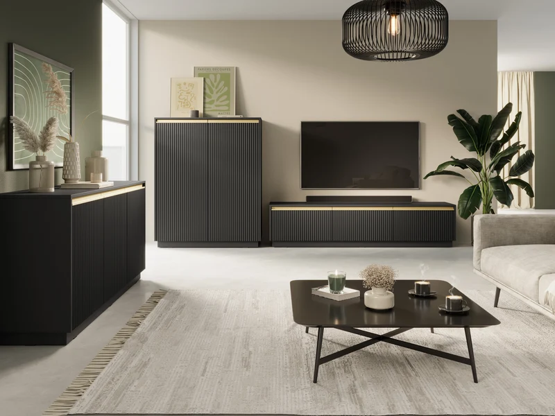 Mobile porta TV 3 ante in legno laminato Gold 180x42 cm